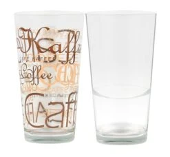 2er Set Mix Latte Macchiato Glas 39cl Stapelbar Mit Dekor / Ohne Dekor