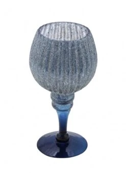 NEU Glaskelch, Blau / Silber, Ø 10,5 Cm / Höhe: 20 Cm, "Germany", Handgefertigt