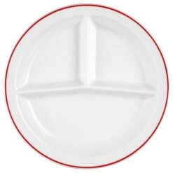 2 X Seltmann V219 IM_Platte Rund 3 Tlg. 25,5 Cm, Form: Vitalis, Dekor: 34929 Dunkelrotes Band