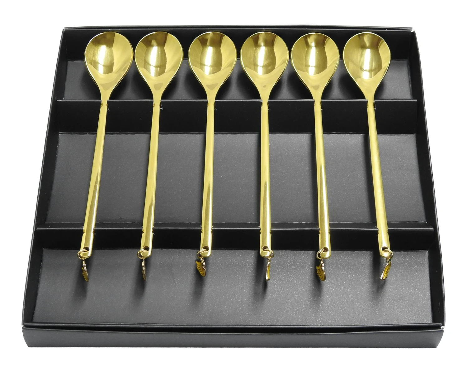6x Stück Latte Macchiato Capuccino Löffel Set Edelstahl Rund Espressolöffel Modern Dessert Löffel Mit Anhänger, Gold 6 6x Stück Latte Macchiato Capuccino Löffel Set Edelstahl Rund Espressolöffel Modern Dessert Löffel Mit Anhänger, Gold – Bild 6