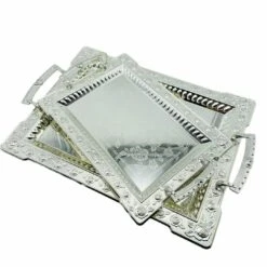 Almina 2-teiliges Teeservierteller Set Verschiedene Größen Silber AL-0962-2-S