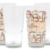 4er Set Mix Latte Macchiato Glas 39cl Stapelbar Mit Dekor / Ohne Dekor