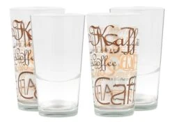 4er Set Mix Latte Macchiato Glas 39cl Stapelbar Mit Dekor / Ohne Dekor
