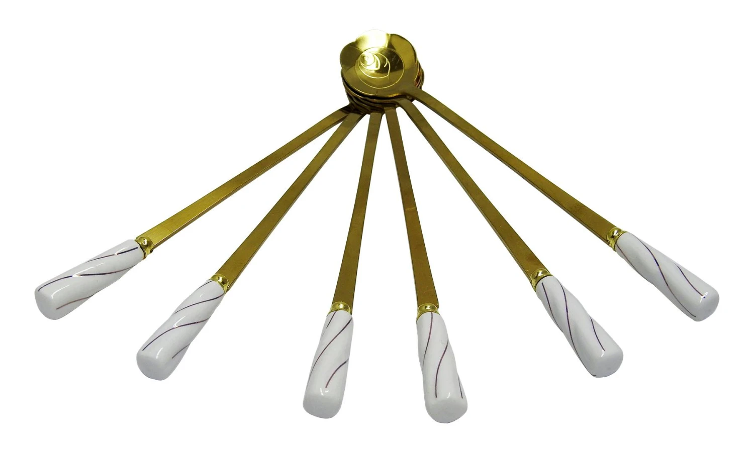 6x Stück Latte Macchiato Capuccino Löffel Set Edelstahl Rund Espressolöffel Modern Dessert Löffel Mit Anhänger, Gold 2 6x Stück Latte Macchiato Capuccino Löffel Set Edelstahl Rund Espressolöffel Modern Dessert Löffel Mit Anhänger, Gold – Bild 2