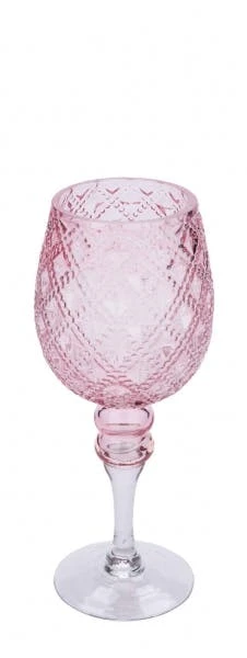 NEU Glaskelch, Rosa, Mundgeblasen, 12,5 X 12,5 X 30 Cm, "Germany", Handgefertigt