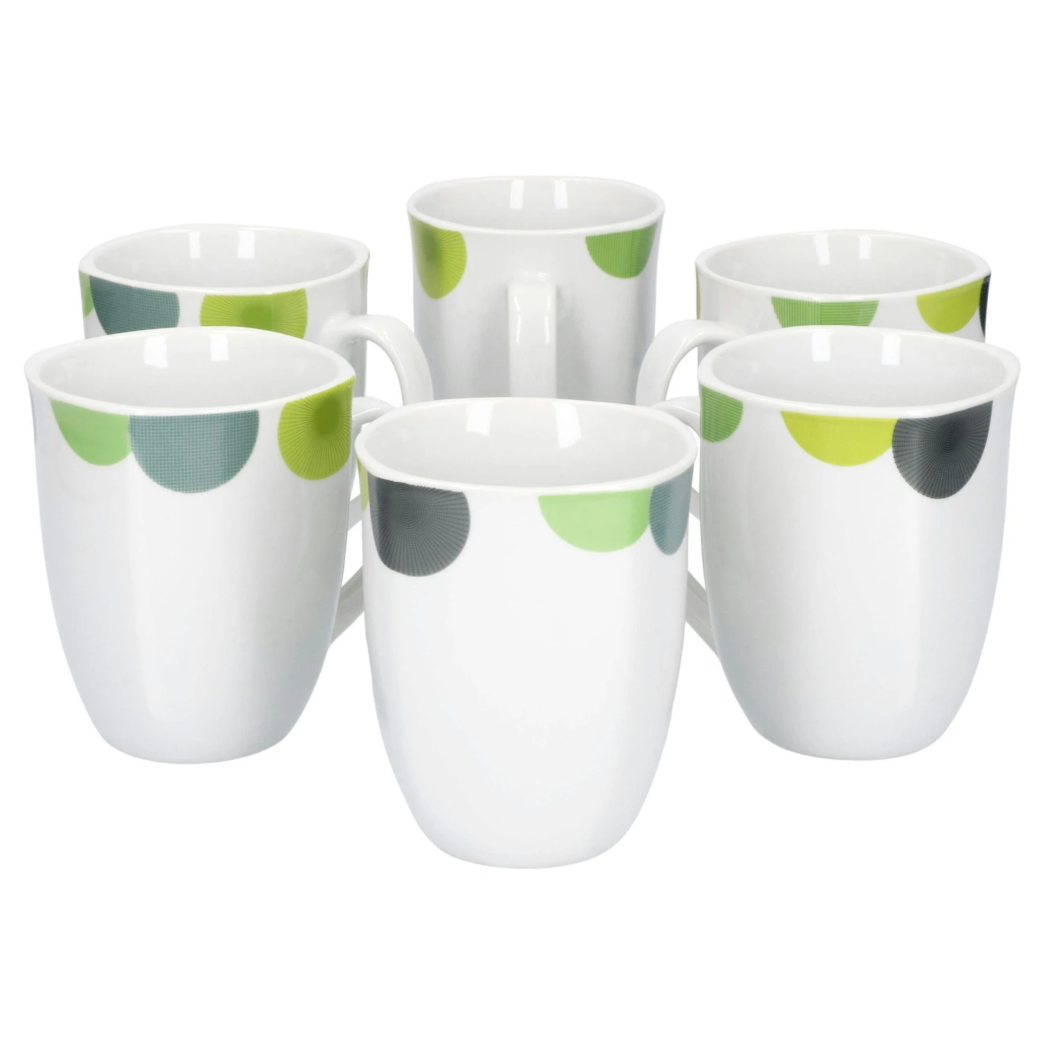 6er Set Kaffeebecher Palazzo 33cl - Kaffeetasse Aus Weißem Porzellan Mit Dekor-Kreisen In Grau Und Dunkelrot 3 6er Set Kaffeebecher Palazzo 33cl - Kaffeetasse Aus Weißem Porzellan Mit Dekor-Kreisen In Grau Und Dunkelrot – Bild 3