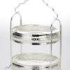 Etagere 2-stöckig Mit Zwei Glasteller Höhe 34,0 Cm Durchmesser 20,0 Cm Versilbert Anlaufgeschützt