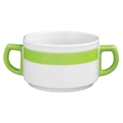 6 X Seltmann Obere Zur Suppentasse 0,35 L, Form: Vitalis, Dekor: 34927 Grünes Band