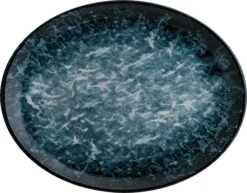 6x Servierplatten Speiseteller Porzellan Geschirr Oval Blau Weiß Schwarz Bonna Sepia Moove 31x24cm Kantenschutz
