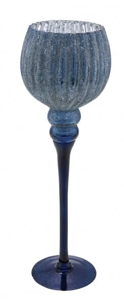NEU Glaskelch, Blau / Silber, Ø 13 Cm / Höhe: 40 Cm, "Germany", Handgefertigt