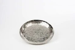 Tablett Rund, Gehämmert, Groß Höhe 5,0 Cm Durchmesser 57,0 Cm Gewicht 1,85 KG Aluminium Vernickelt -Tischzauber Verkaufsgeschäft d369b71d 0ae0 4ffa 9e8d 53a4c57b32df