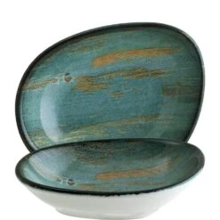 6x Dipschalen Snackteller Schälchen Türkis Blau Grün Geschirr Porzellan Oval Bonna Madera Mint Vago 10cm