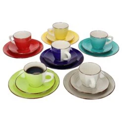 18tlg. Kaffeeservice Malaga Snaily Für 6 Personen Im Farbenfrohen Stil