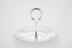 Konfektschale Glas Mit Versilbertem Griff Höhe 10,5 Cm Ø 15 Cm Versilbert Anlaufgeschützt